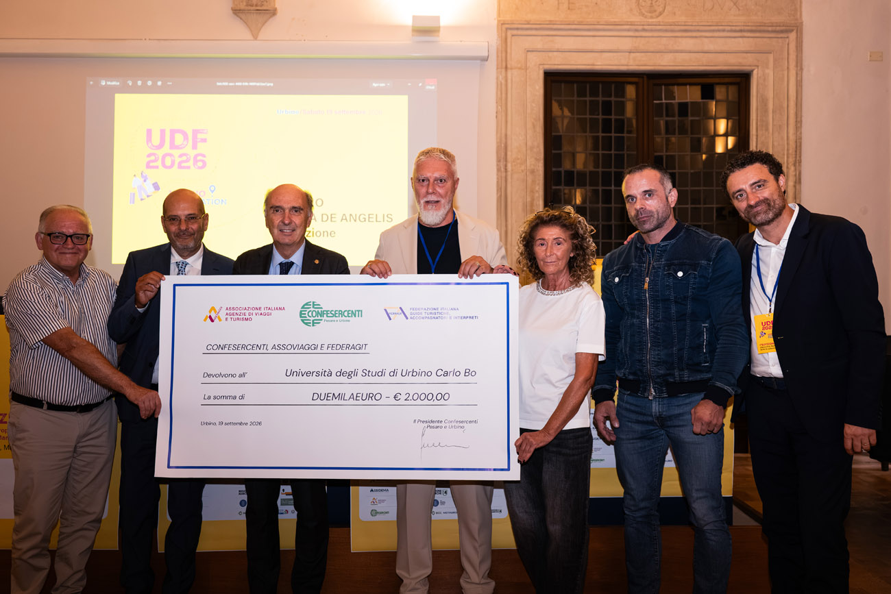 Successo per la prima edizione di URBINO DESTINATION FORUM: “Ora serve passare dalle idee ai progetti” . Il Premio Carla De Angelis assegnato al Magnifico Rettore Giorgio Calcagnini